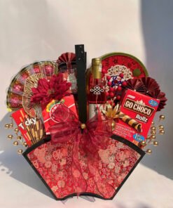 Set Quạt gấm đỏ